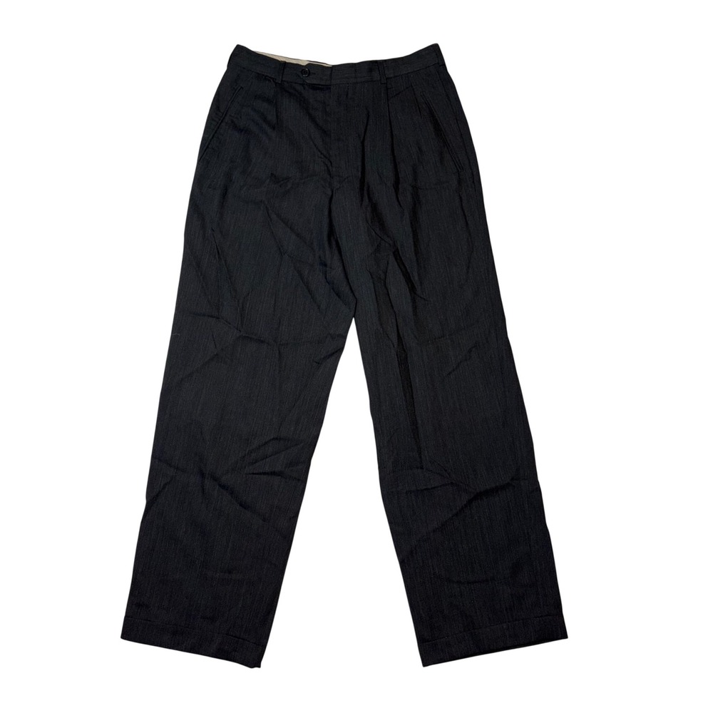 Valentino Uomo Charcoal Grey Wool Pleated Trousers Bergdorf Goodman Mens 32x28.5